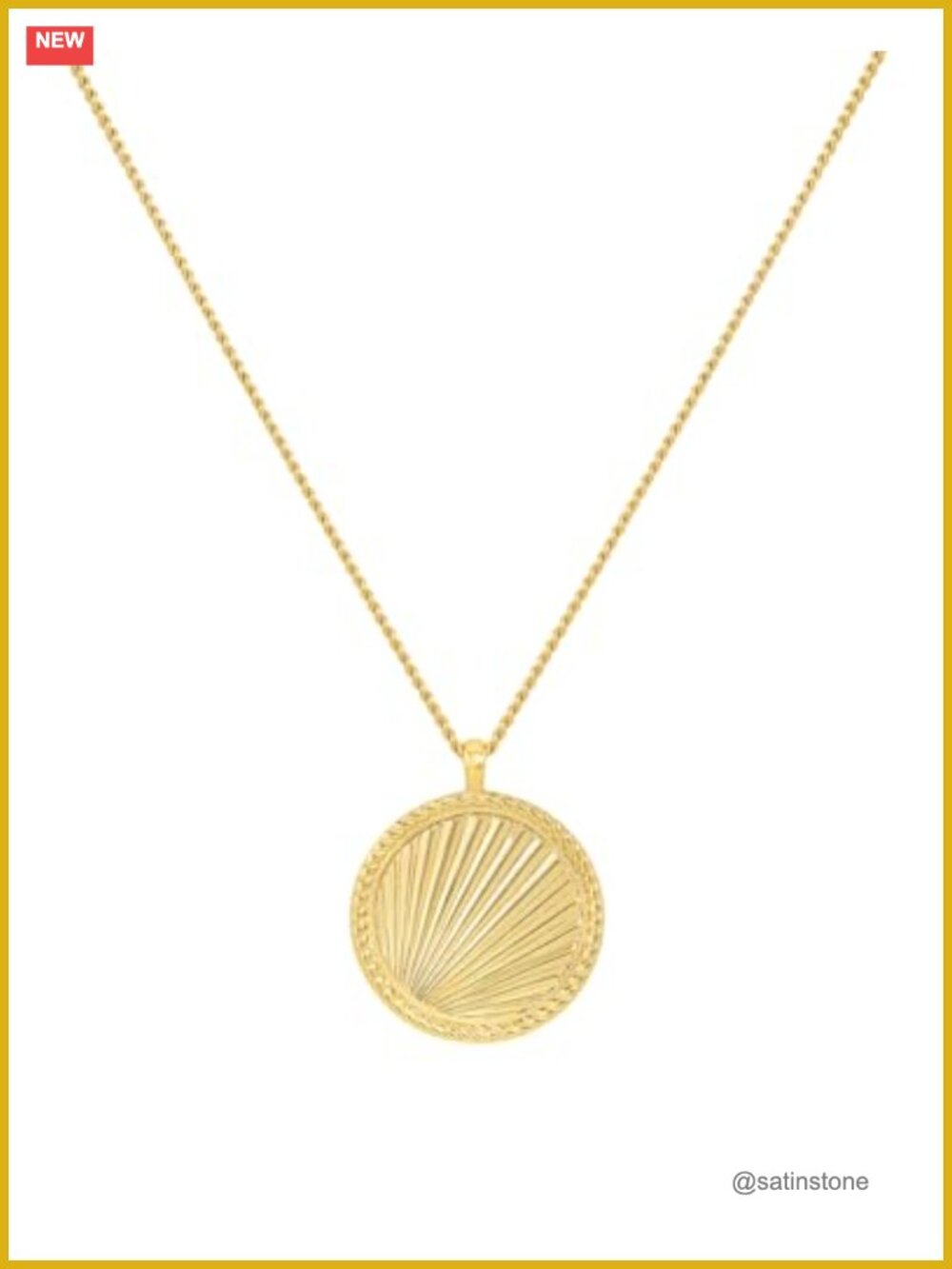 18k Gold Plated Sunny Pendant Necklace Adjustable 19-21" Layering